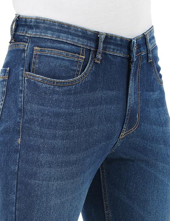 inkd جينز رجالي ضيق - متوسط الارتفاع | مزيج القطن | غرزة التباين | قماش قابل للتمدد | تصميم كلاسيك 5 بوكت - Image 4